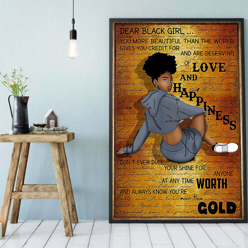 Black African American Canvas Art Unique Afro Poster Art Prints Black Girl Pride Black Man Delightful Wall Art Home Decoration