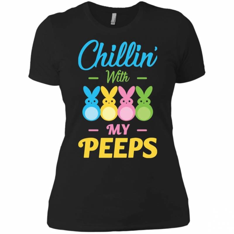 Chillin With My Peeps Easter Bunny Women Cotton T Shirt