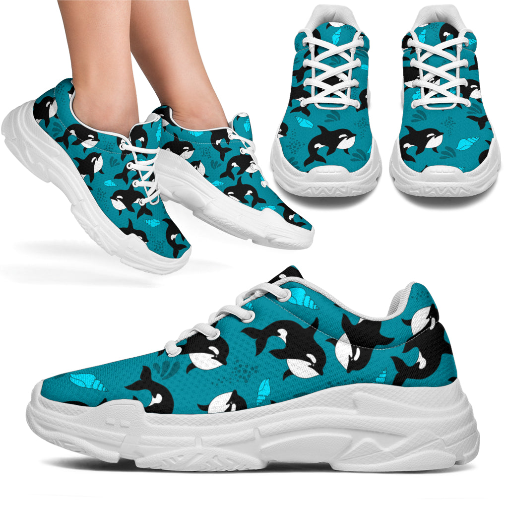 Whale Sea Design Themed Print Chunky Sneakers