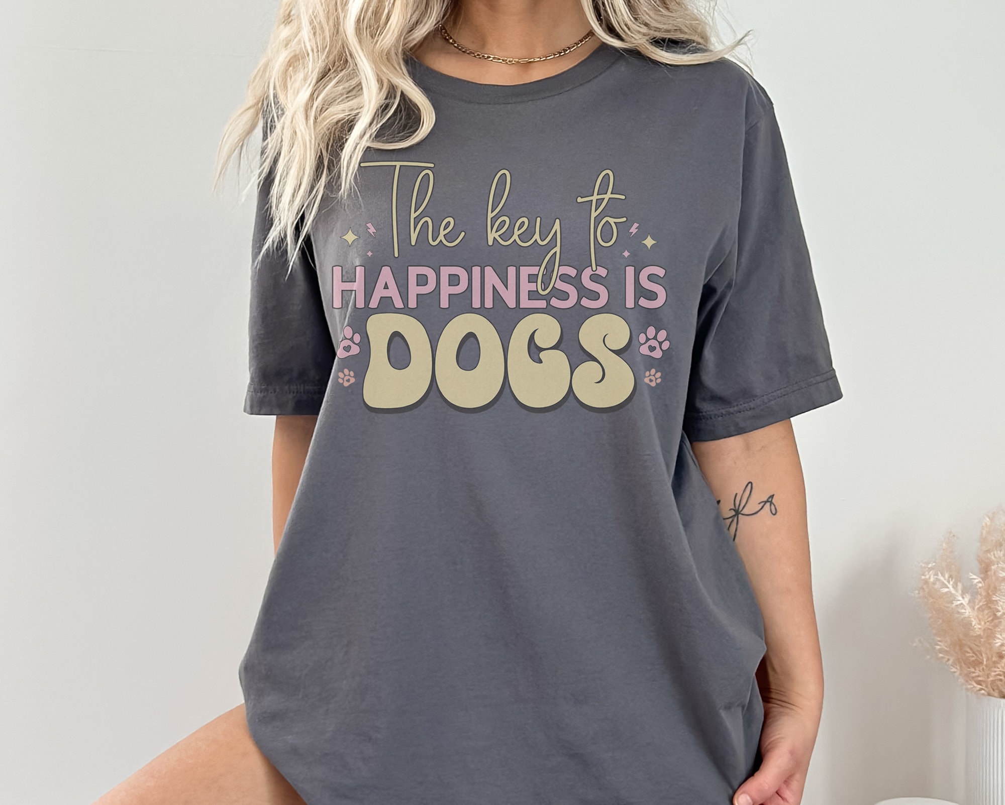 The Key To Happiness Is Dogs Graphic Tee