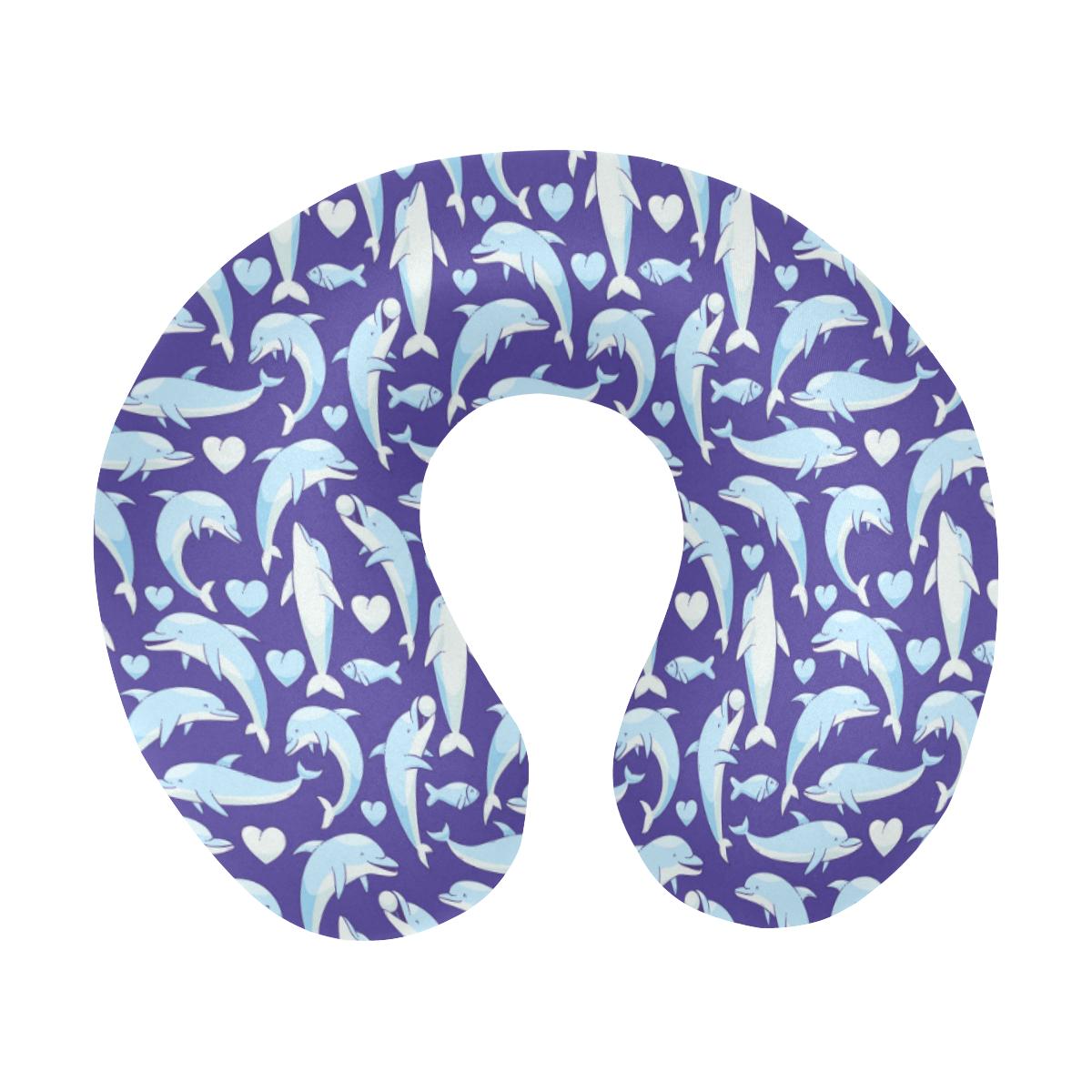 Dolphin Smile Print Pattern U-Shaped Travel Neck Pillow