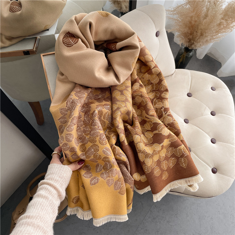 Thick Shawl Wrap Scarf for Women Winter Warm Cashmere Scarves Design Floral Bandana Female Pashmina Blanket Poncho Echarpe 2022 alx