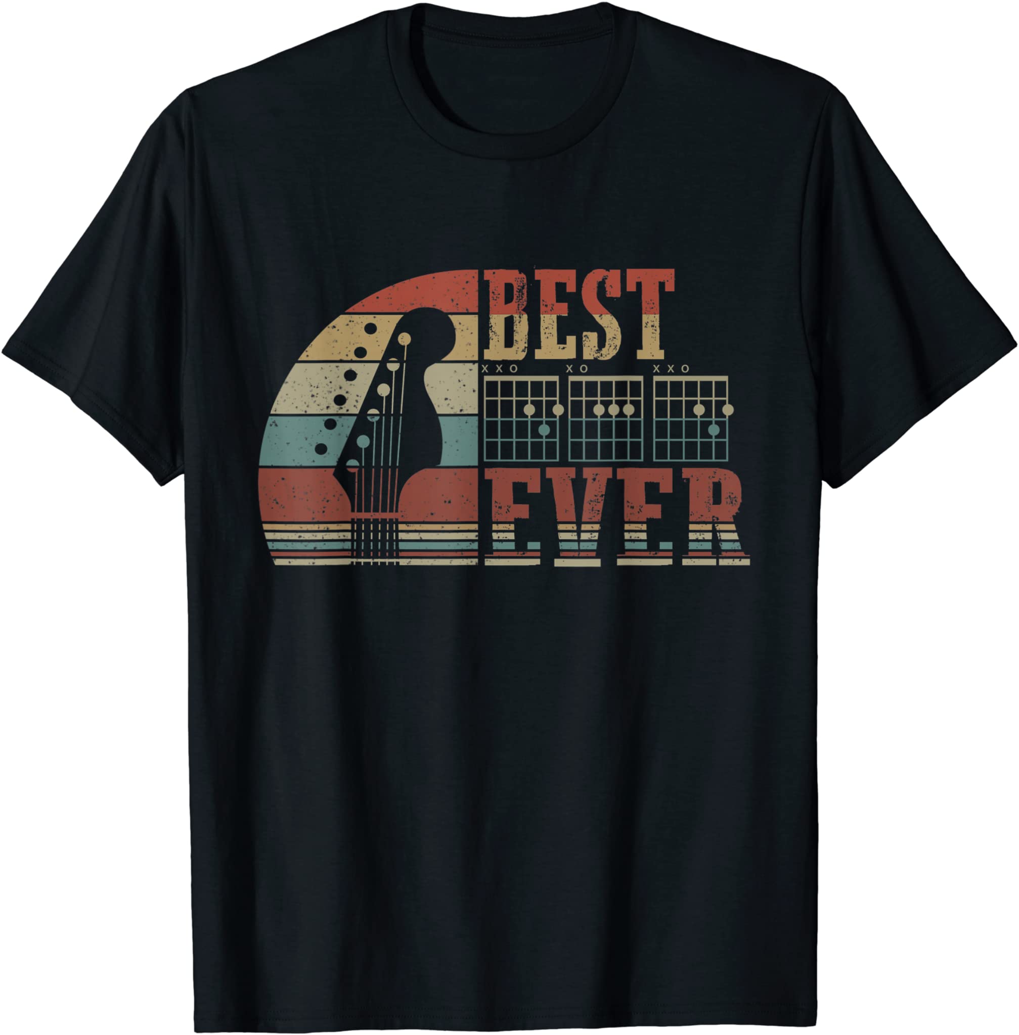 Best Dad Ever Vintage Funny Guitarist Father Guitar Men Tees T-Shirt