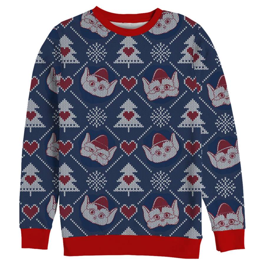 The Christmas Chronicles 2 Men’s Ugly Xmas Elf Hearts  All-Over Sweatshirt