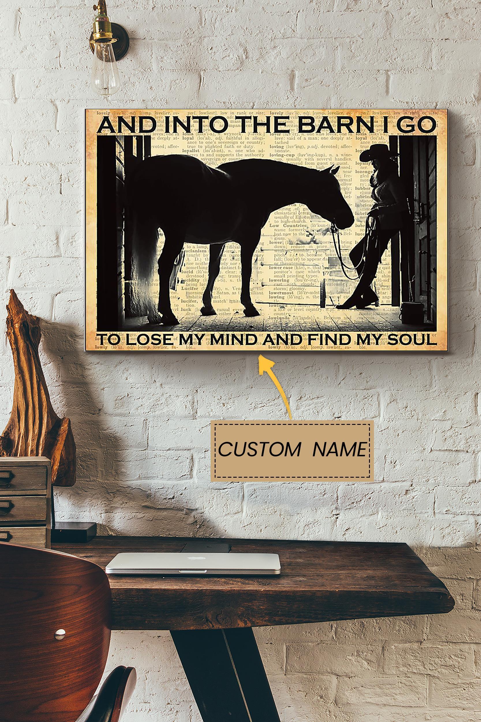 And Into The Barn Cowgirl Poster – Animal Wall Art – Gift For Horse Lover Horse Rider Cowboy Farmhouse Decor Poster