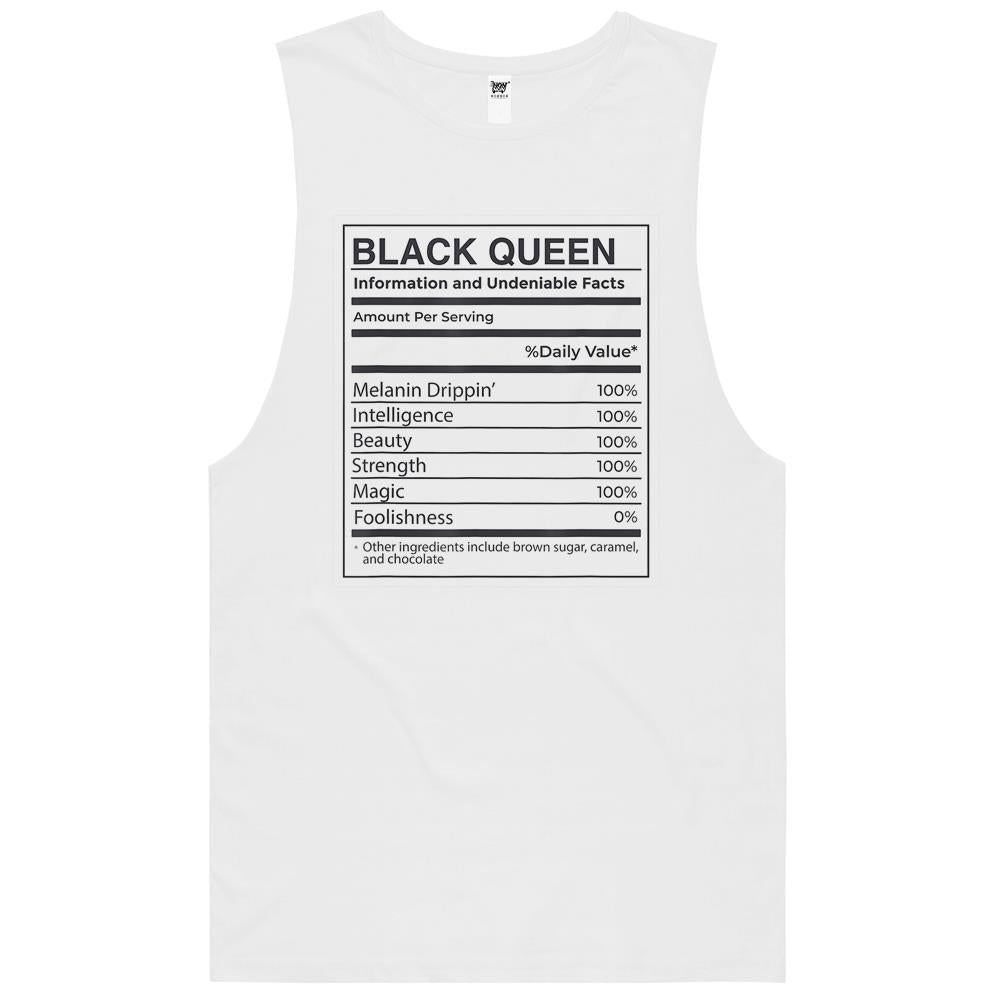 Nutritional Facts Shirt, Nutritional Facts Tank Top, Black Queen Nutrition Facts, Black Queen Nutritional Information Facts Melanin Meme Tank Top