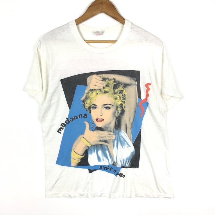 Rare Vintage Madonna 1990 Strike A Pose Blond Ambition Big Logo Colour Crew Neck Shirt