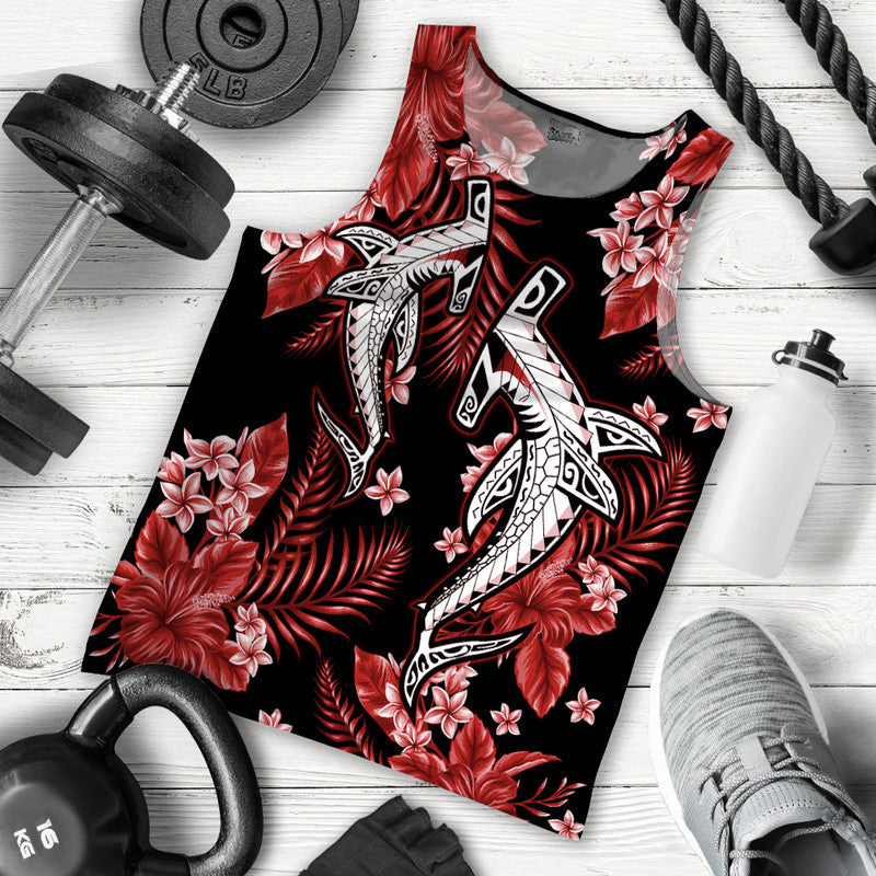 Hawaiian Summer Colorful Shark Men Tank Top Red Ha24002