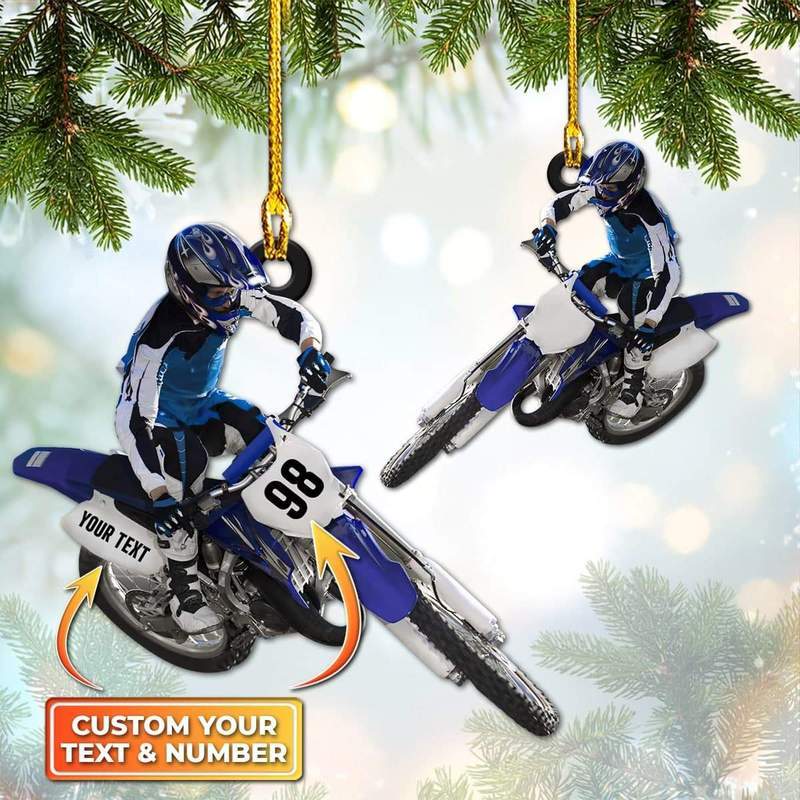 Motocross Biker Custom Shaped Ornament