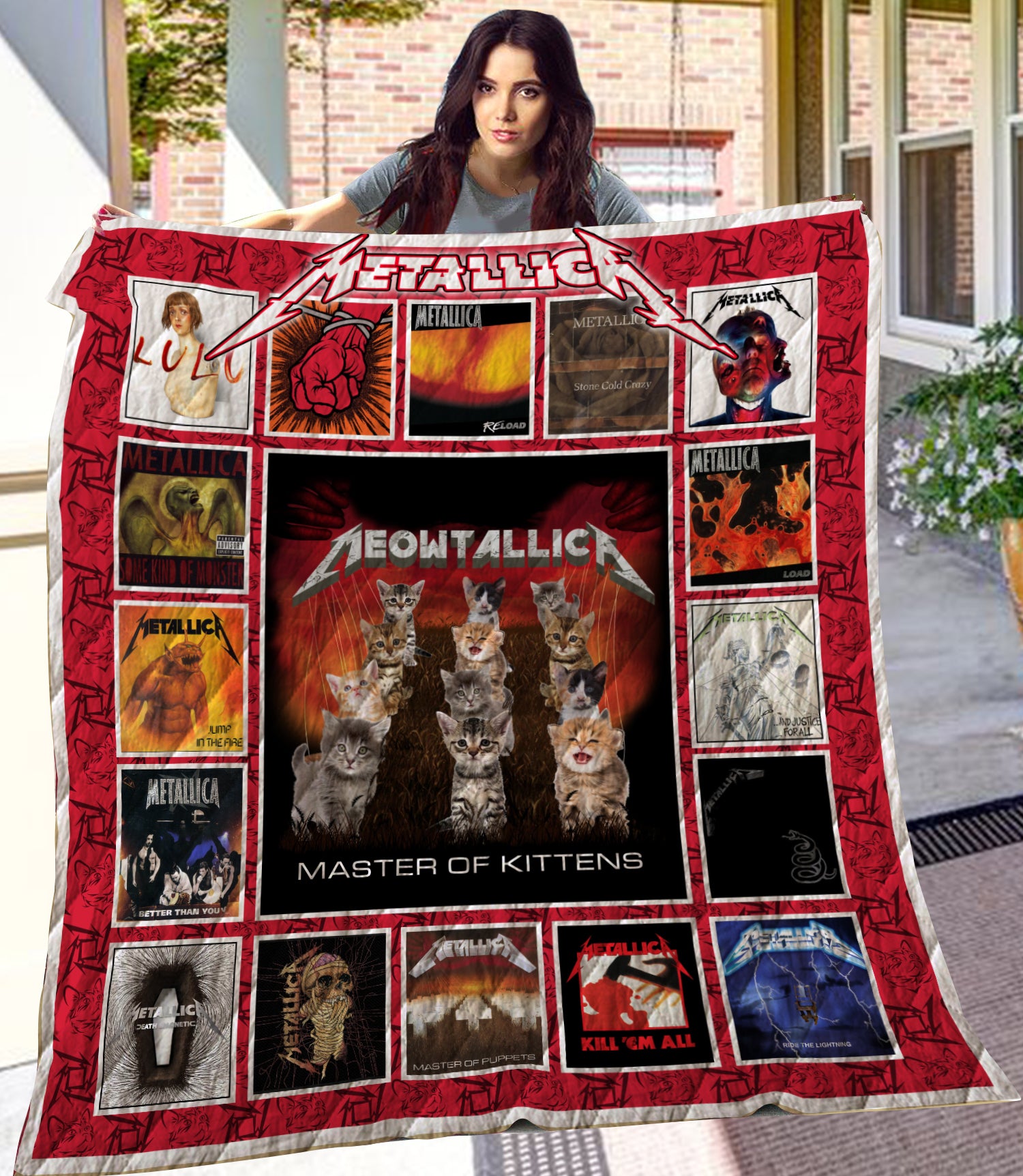 Cat Meowtallic Master Of Kittens Quilt Blanket