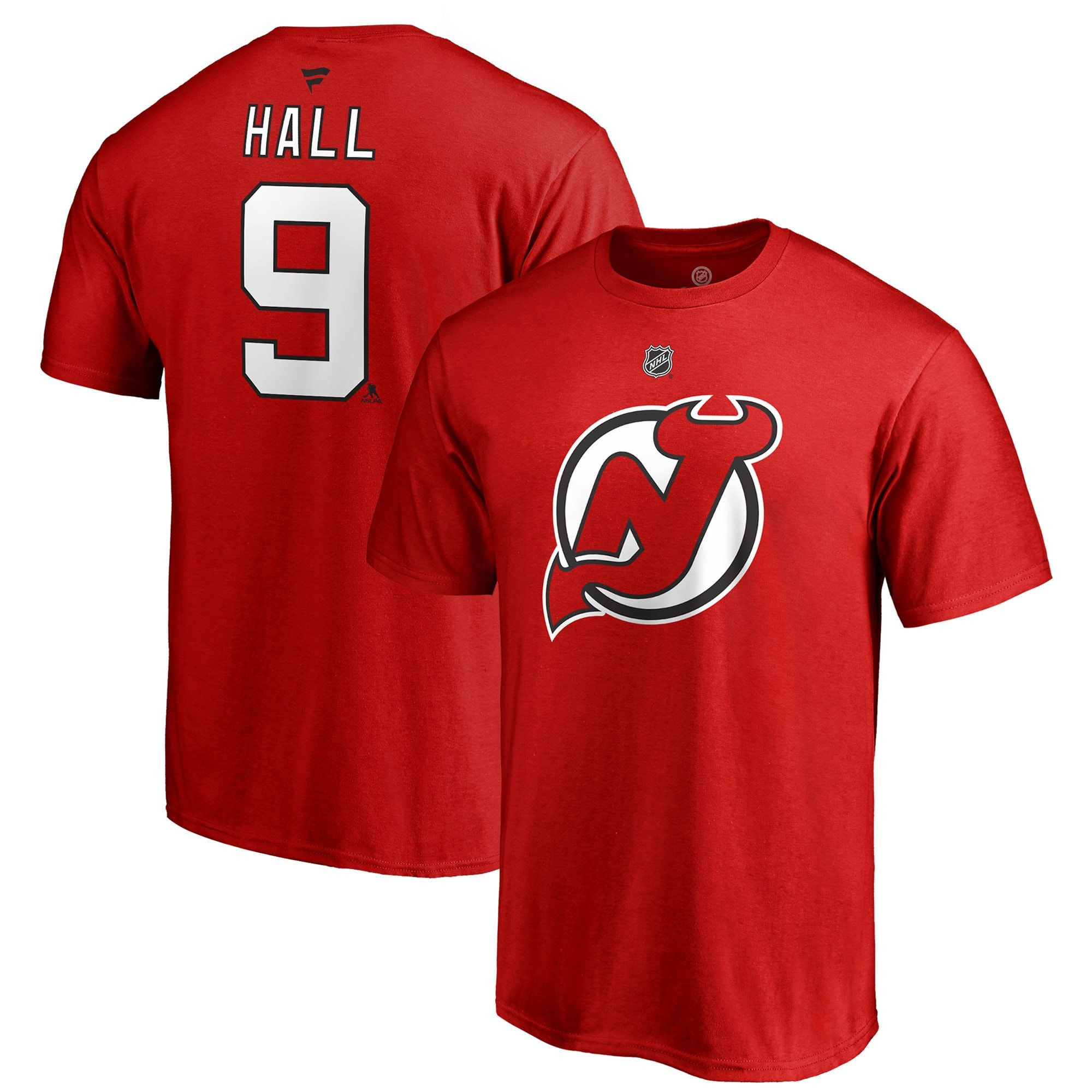 Men’S Fanatics Branded Taylor Hall Red New Jersey Devils Authentic Stack Name & Number T-Shirt