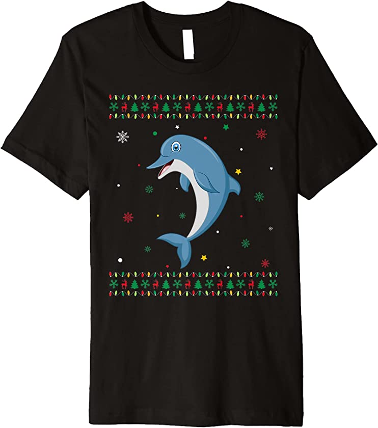 Matching Outfits For Holiday Party Dolphin Ugly Christmas Premium T-Shirt