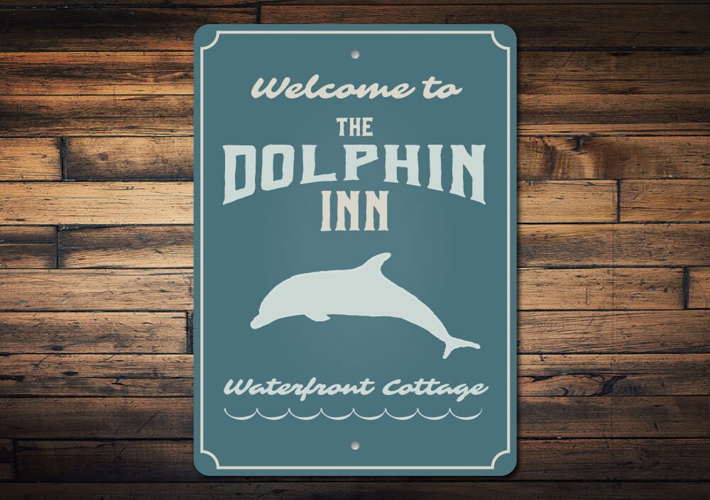 Dolphin Inn Sign, Dolphin Lover Gift, Dolphin Sign, Welcome Dolphin Decor, Dolphin Beach Sign, Dolphin Lover Sign, Dolphins, Quality Metal