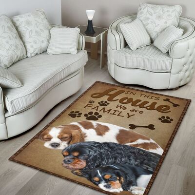 In This House We Are Family Cavalier King Charles Spaniel Logo Custom Area Rug Carpet Full Sizes Home Living Rug Carpet Decor