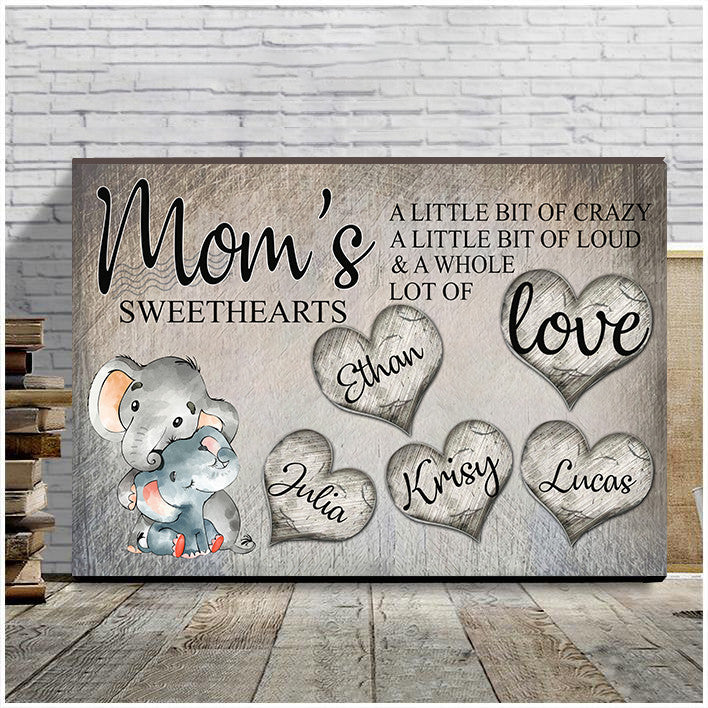 Mama Elephant Wall Art, A Whole Lot Of Love Wall Art Canvas For Mother