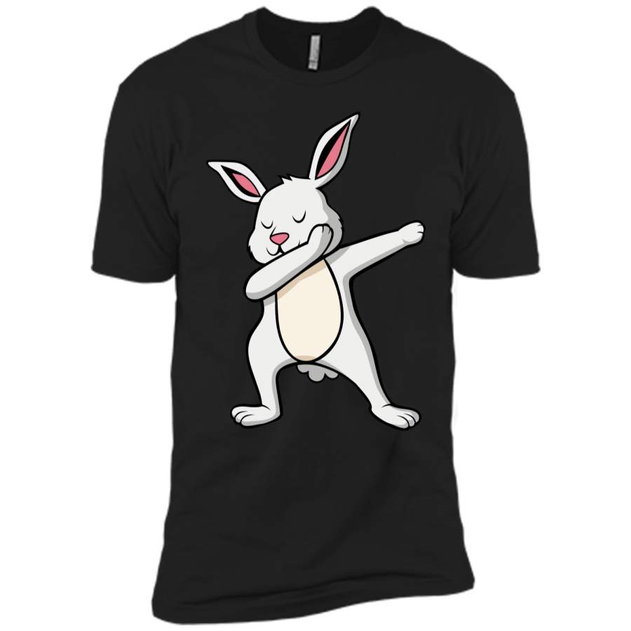 Dabbing Easter Bunny Shirts For Boys and Girls White Rabbit Next Level Premium Short Sleeve Tee