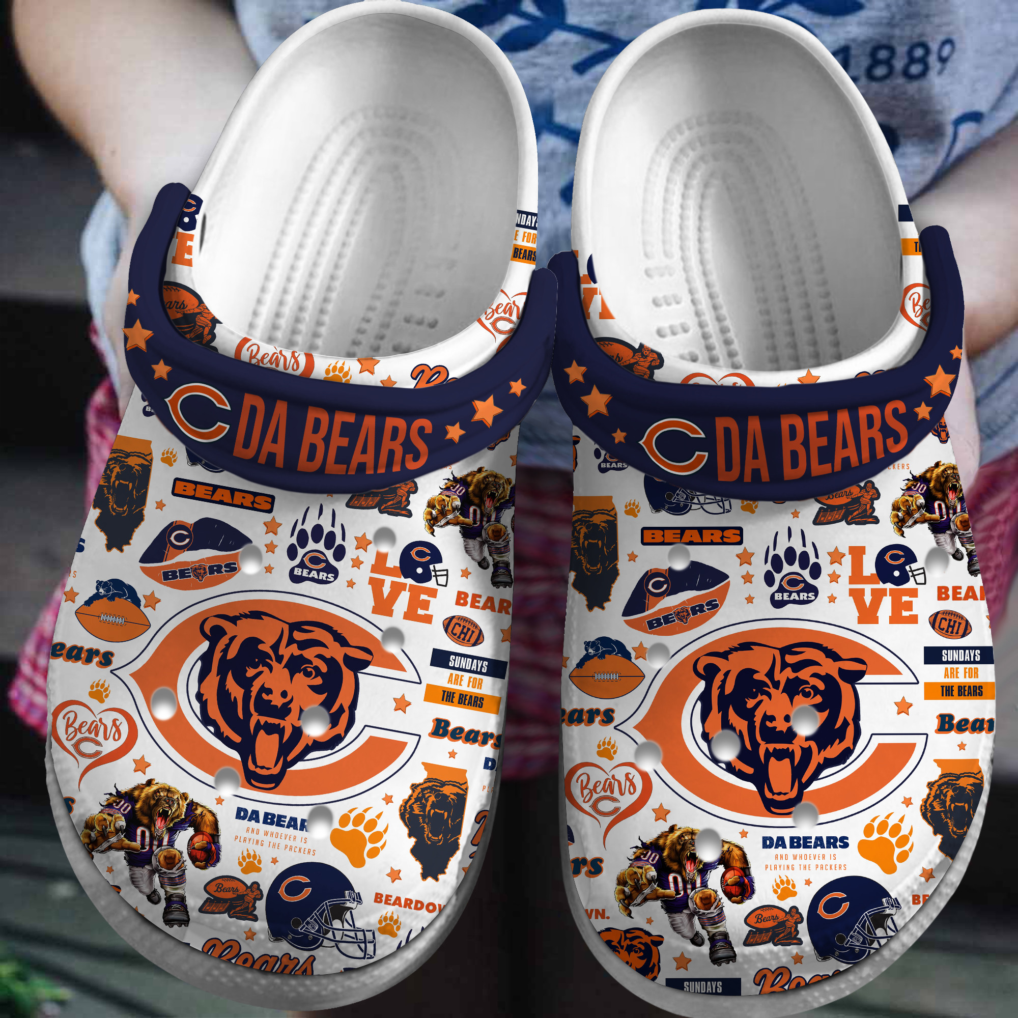 Chicago Bears NFL Sport Crocs Crocband Clogs Shoes Comfortable For Men Women and Kids