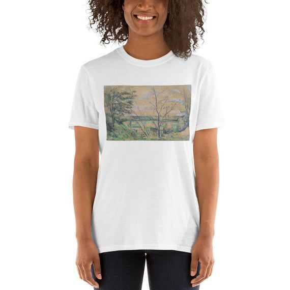 Valley Tree Nature Scene Shirt Paul C Zanne Famous French Art Lake Vintage Antique Graphic Short Sleeve Shirt