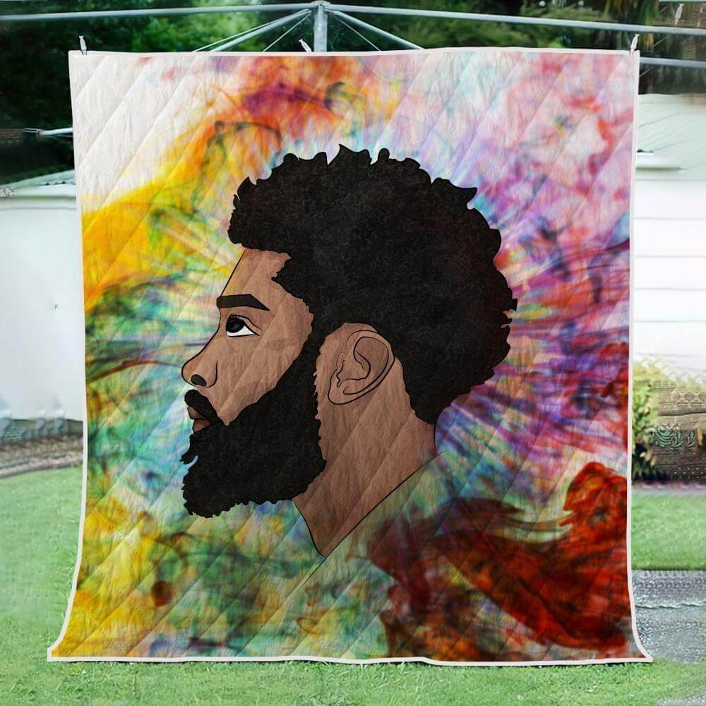 African American Quilts Vintage Natural Short Hair Men Quilt Beautiful Afro American Girl Black History Month Gift Idea