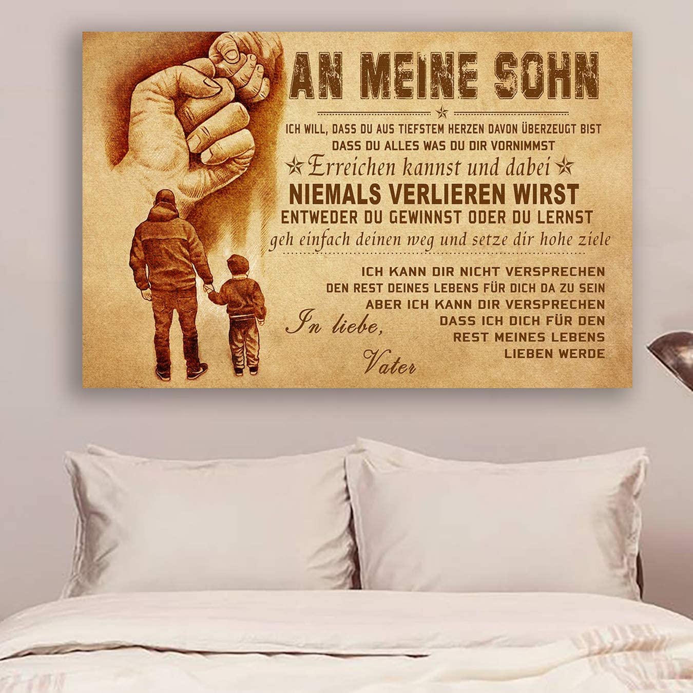 Poster for Room Aesthetic -Command Strips Wall Decor – Hn144 Family Poster – Dad to Son – Never Lose – German