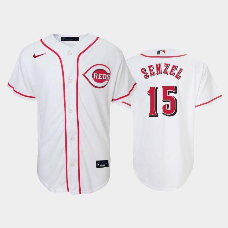 15 Nick Senzel Youth Reds Home White Jersey