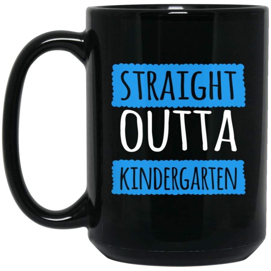 Straight Outta Kindergarten Funny Shirt Vintage Kids Graduation 15 oz Black Mug