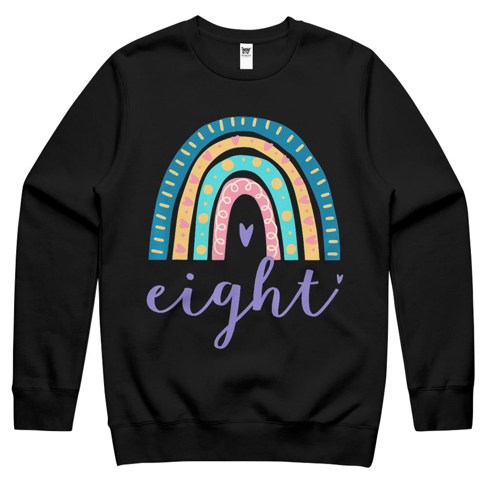 Eight Year Old Rainbow Birthday Gifts For Girls 8Th Bday Crewneck Sweatshirt