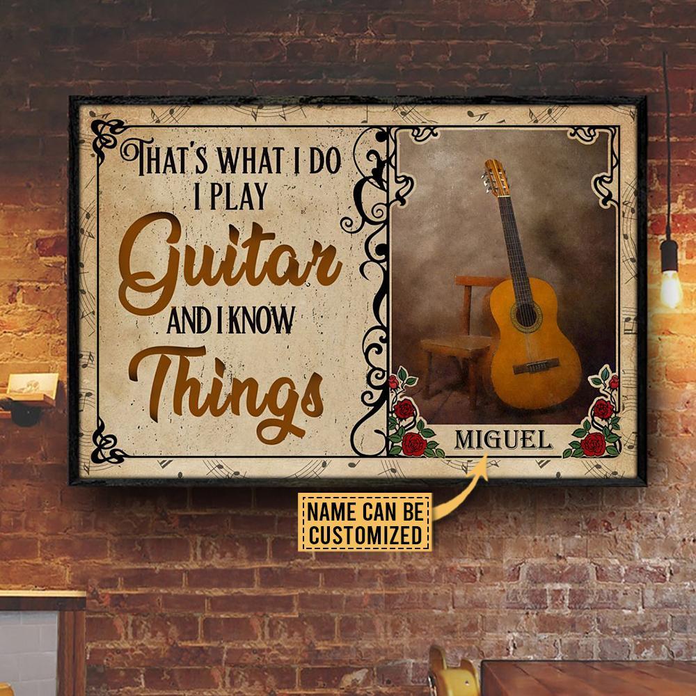 Aeticon Gifts Personalized Guitar I Know Things Canvas Mom Dad Gift Home Decor