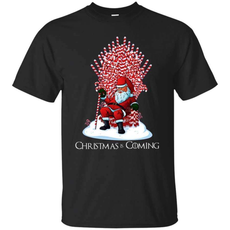 AGR Christmas Is Coming Santa Candy Cane Throne Christmas Shirt