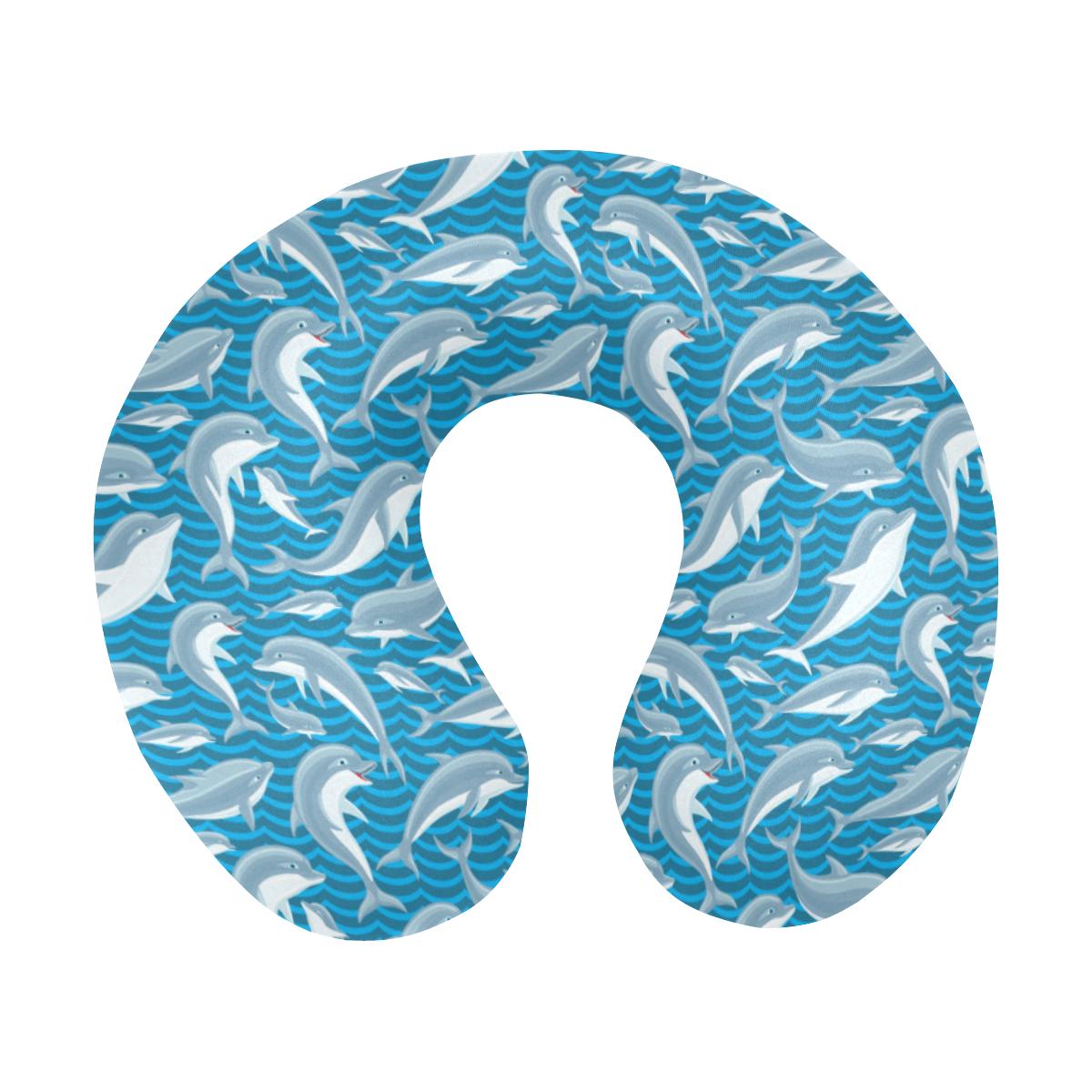 Dolphin Cute Print Pattern U-Shaped Travel Neck Pillow