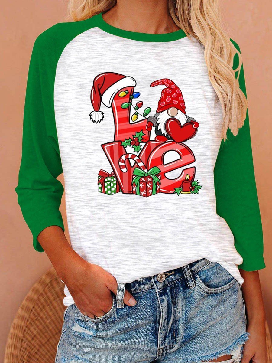 Women’S  Christmas Love Long Sleeved T-Shirt