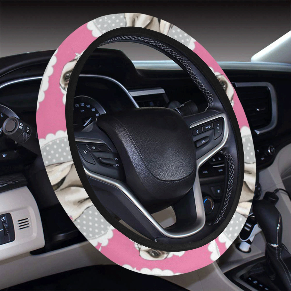 Rabbit Pattern Print Design Rb019 Steering Wheel Cover With Elastic Edge