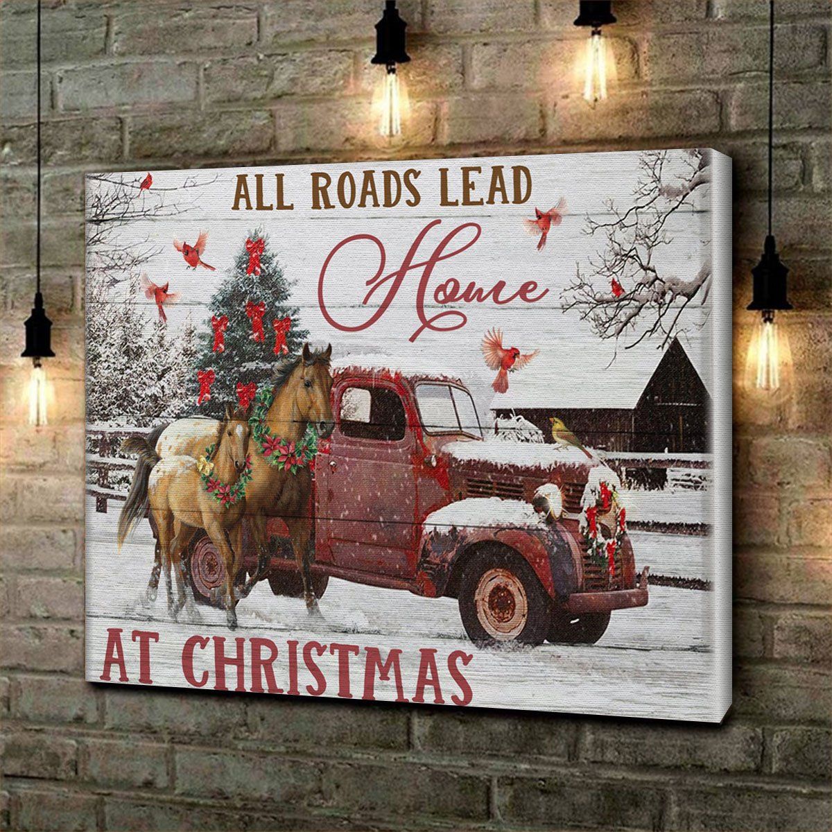 Personalized All Road Lead Home At Christmas Horse Christmas Gift Idea – Canvas Prints Poster Wall Art