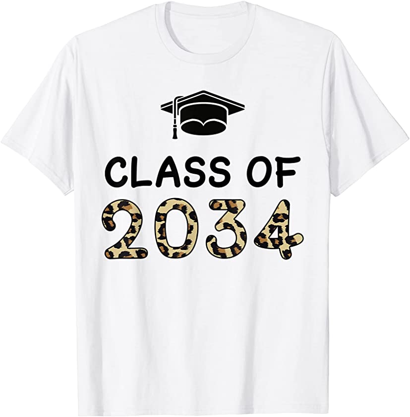 Class Of 2034 Preschool Graduation Future Graduate Leopard T-Shirt