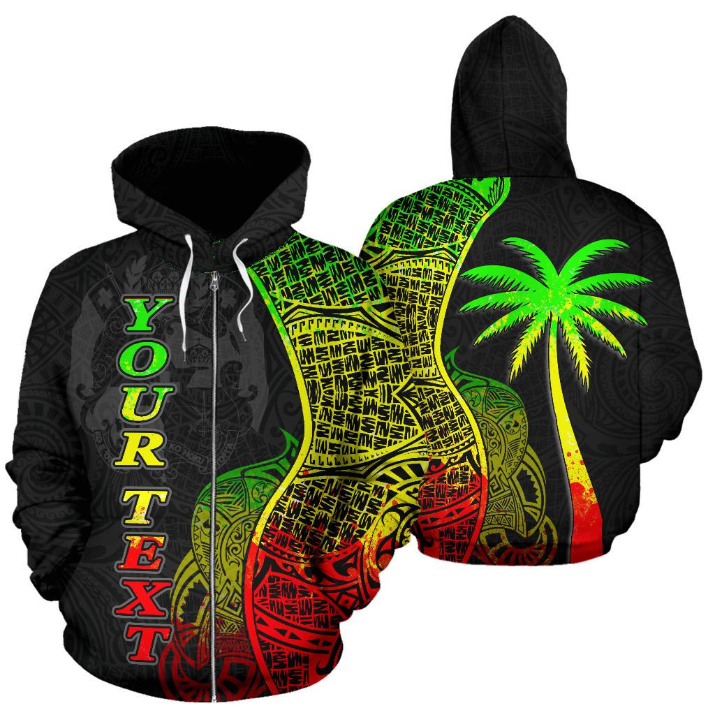 Tonga Polynesian Custom Personalised Zip Up Hoodie Coconut Reggae – BN39