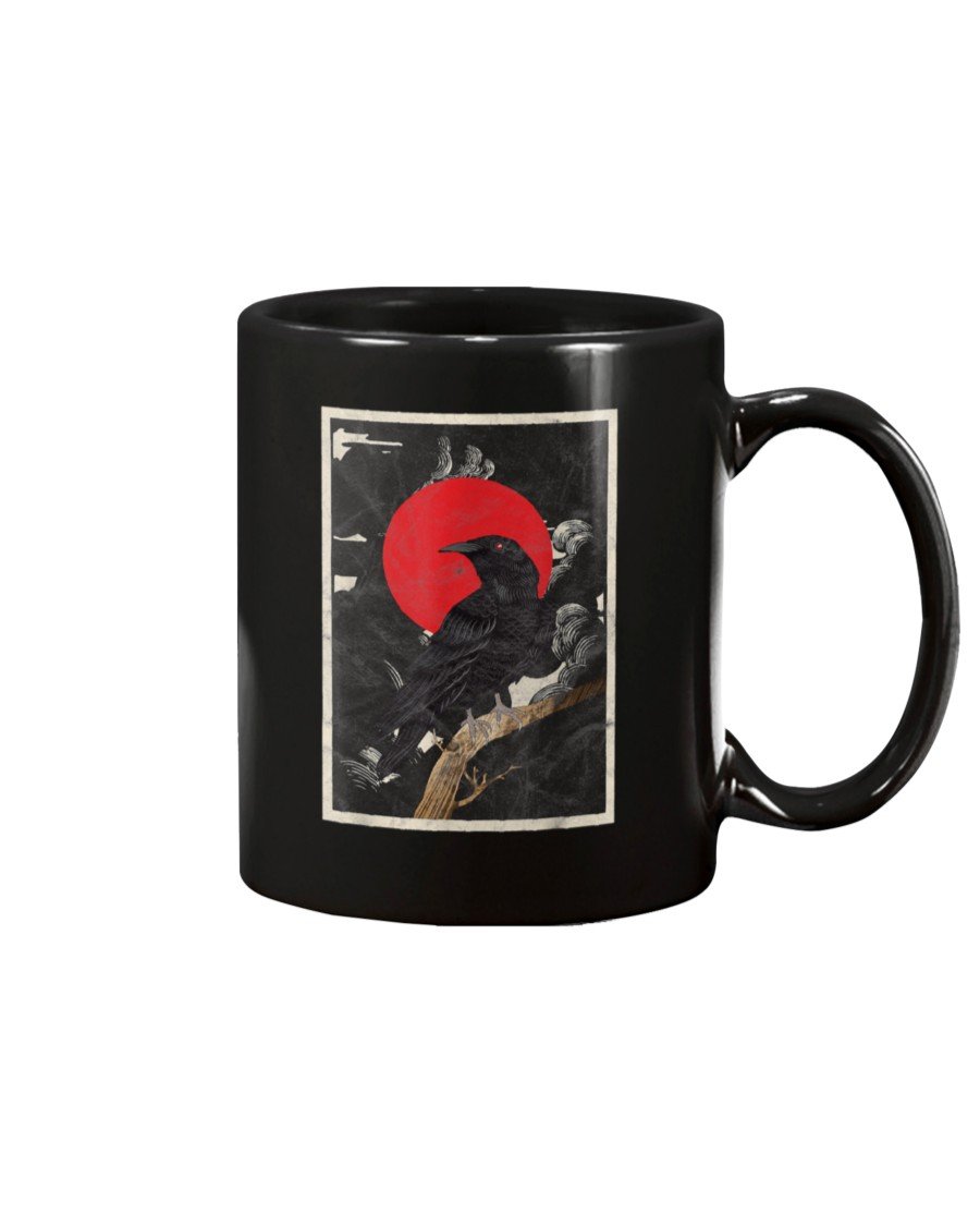 Red Moon Raven Graphic Black Crow &Amp; Design Black Mugs