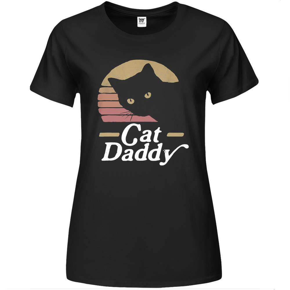 Cat Daddy Vintage Eighties Style Cat Retro Distressed Premium Womens Tshirts