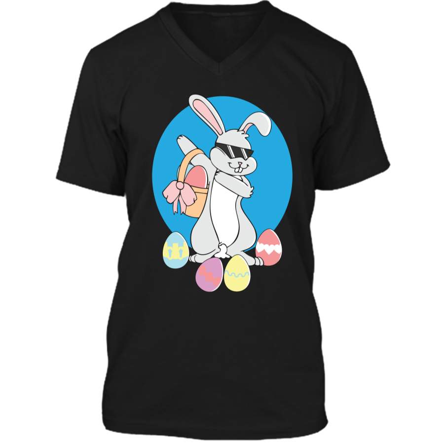 Dabbit T-Shirt Funny Dabbing Hip Hop Easter Bunny Shirt1 Mens Printed V-Neck T