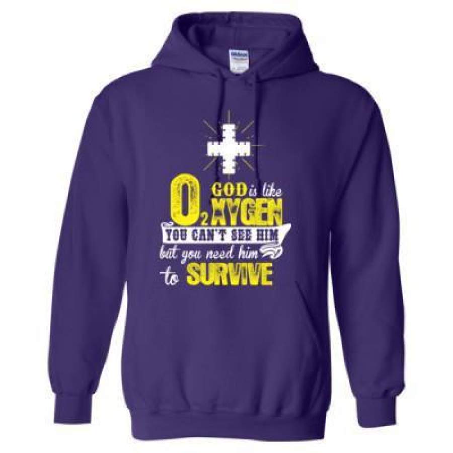 AGR God Is Like Oxygen You Cant See Him But You Need Him To Survive – Heavy Blend™ Hooded Sweatshirt