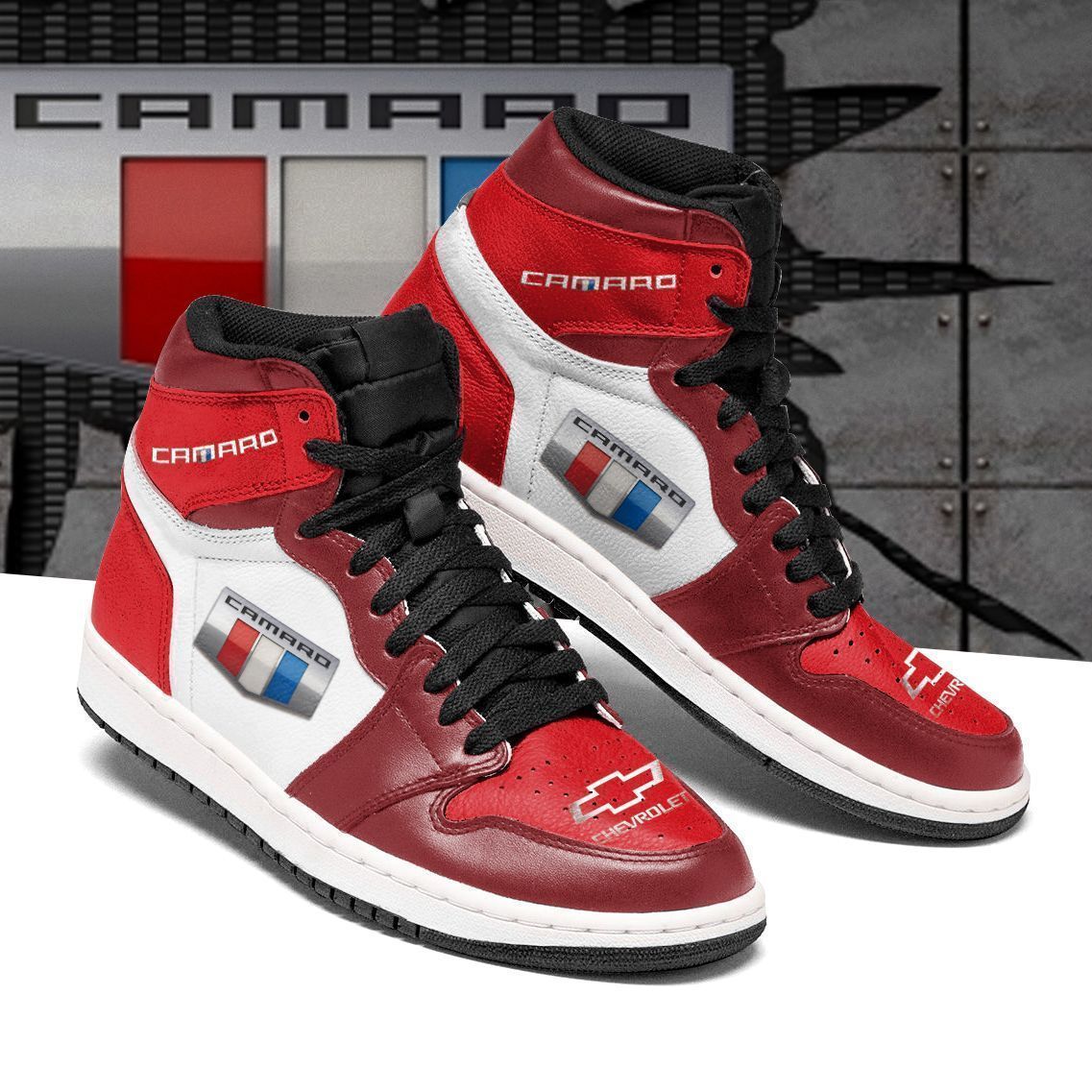 Chevrolet Camaro NTA JD High top Shoes ver 1 Red Sneakers Jordan Sneakers Sport Air Jordan High Sneakers Sport Sneakers