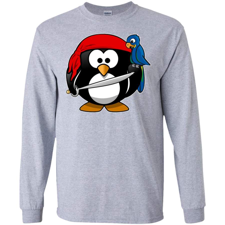 Funny Shirt with Pirate Penguin Animal Comic Cartoon Style LS T-Shirt