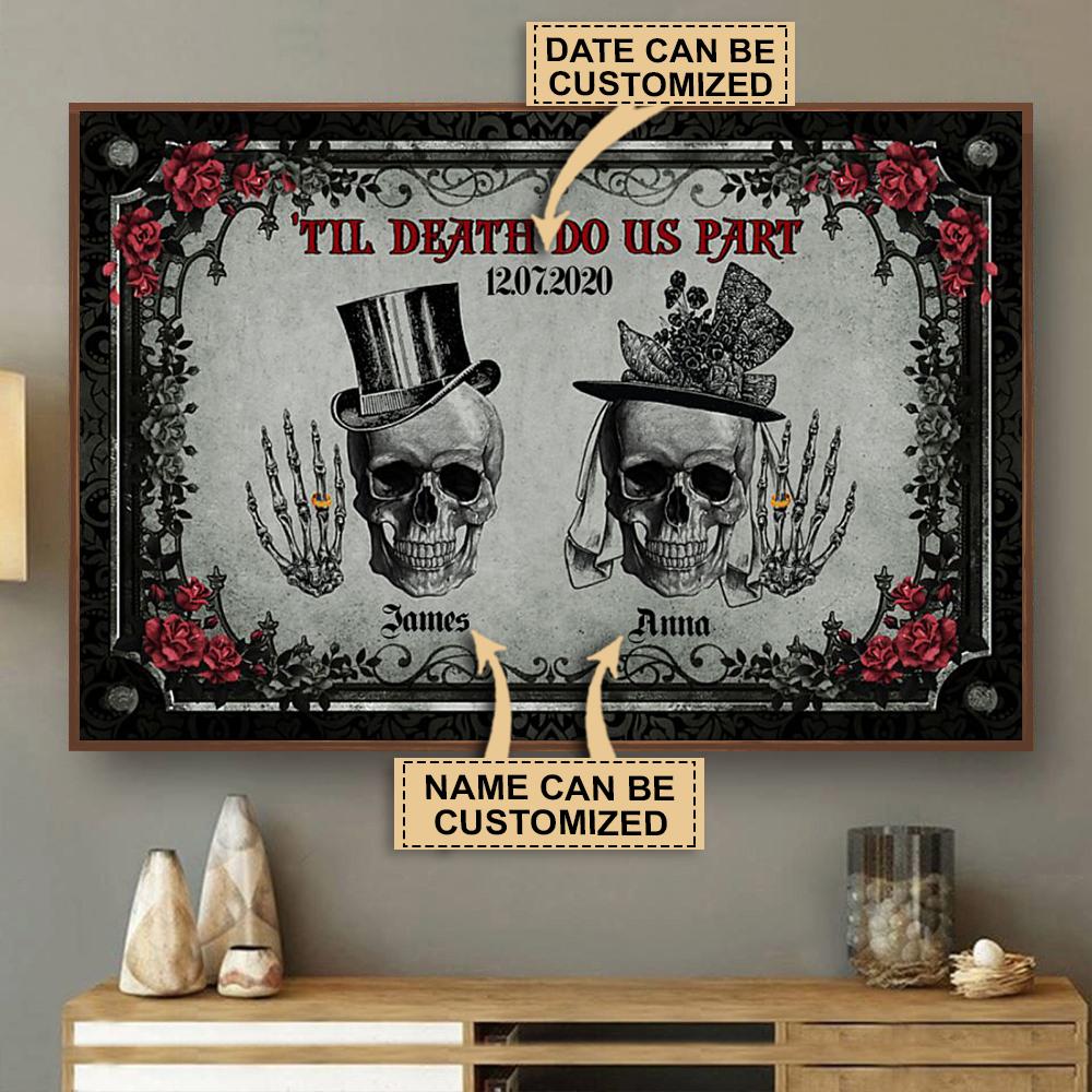 Personalized Canvas, Custom Canvas Prints Skeleton Couple Till Do Us Part Poster Print, Canvas Poster Wall Art, Canvas Print Wall Decor