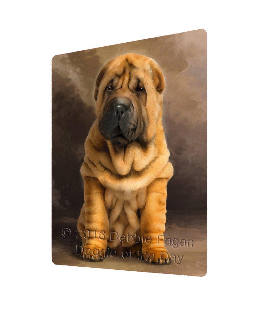 Shar Pei Puppy Dog Art Portrait Print Woven Throw Sherpa Plush Fleece Blanket