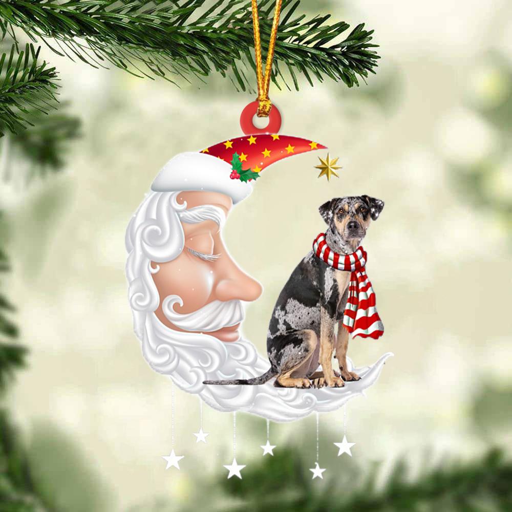 Catahoula Leopard Dog With Santa Christmas Ornament