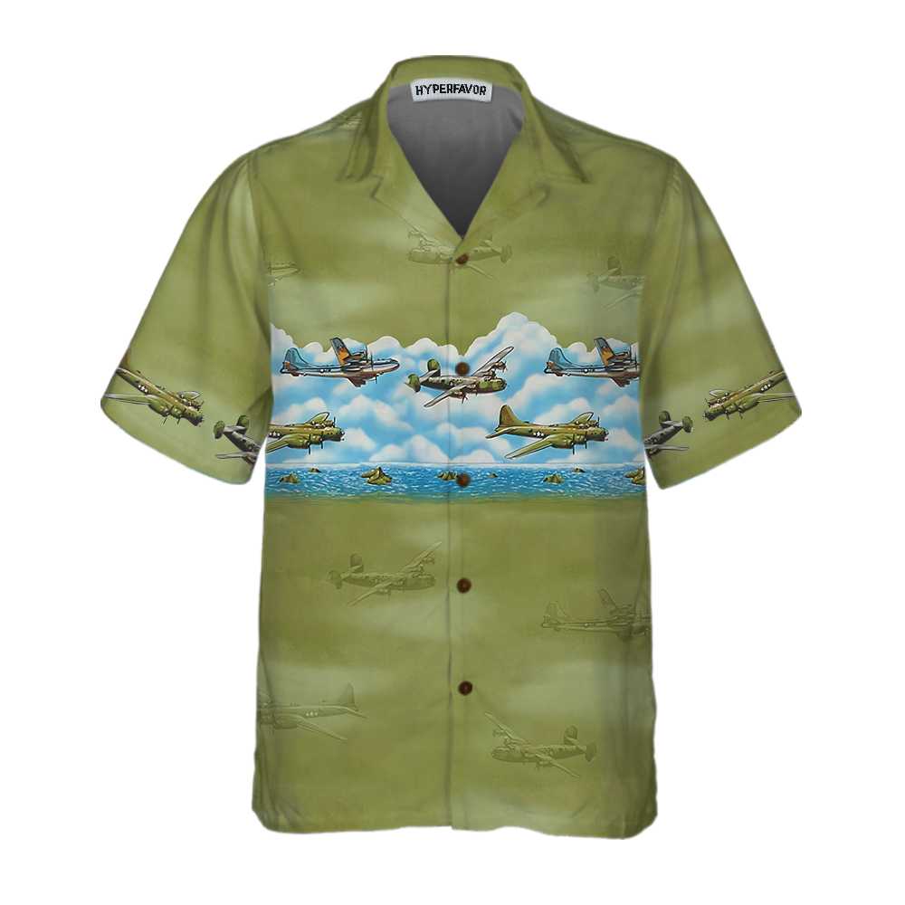 Vintage Aircraft Camo Pattern Hawaii Military Aviation Shirt For Men Ha58073