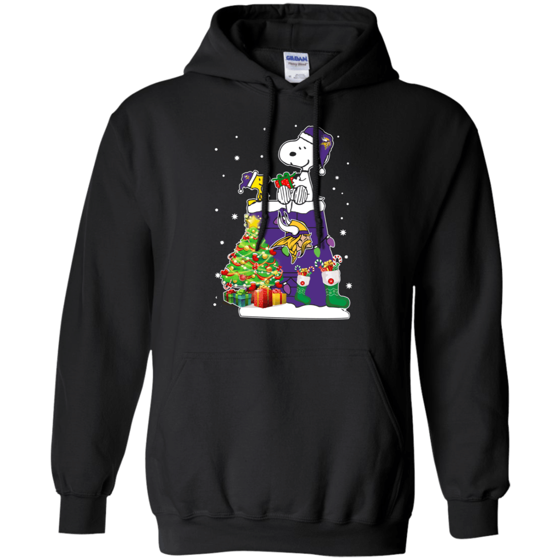 Buy Minnesota Vikings Snoopy & Woodstock Christmas Shirt G185 Gildan Pullover Hoodie 8 Oz.