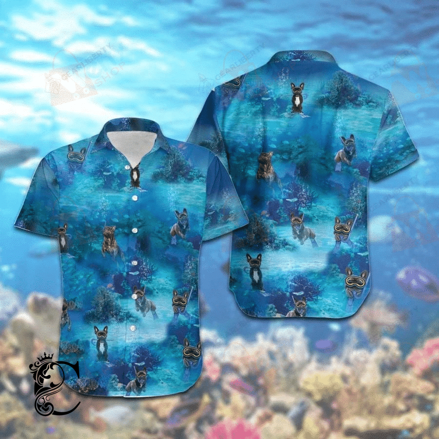 Beach Shirt Find Diving French Bulldog Hawaiian Shirt- Chillicothemall