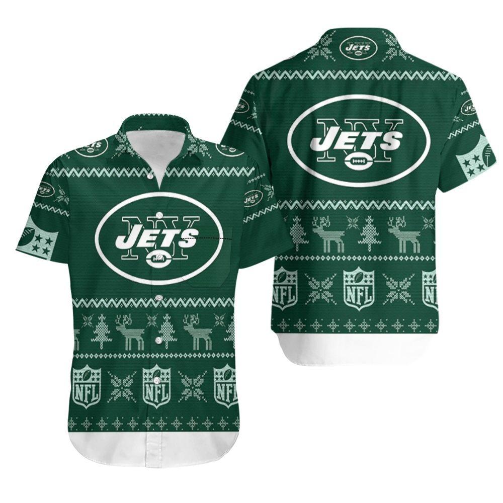 Beach Shirt New York Jets Ugly Christmas 3D Printed Sweatshirt Ugly Hawaiian Shirt