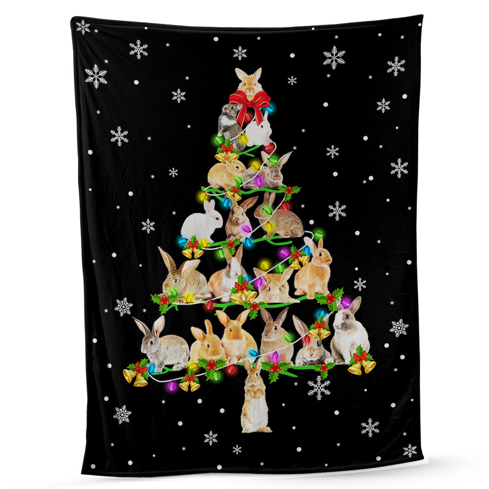 Rabbit Christmas Tree 9Basic Fleece Blanket