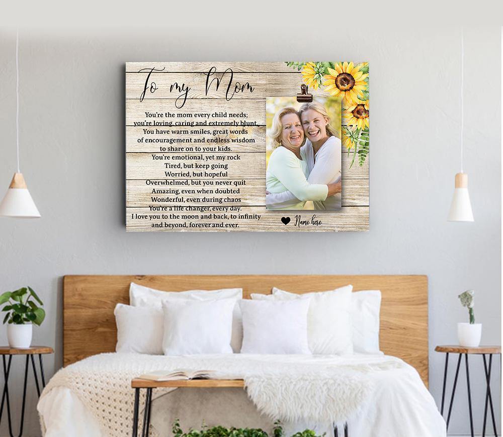 [Personalized Name & Photo] Custom Photo To My Mother Canvas Prints With Child Name – For Your Mom, Mother’S Day Gift For Family Home Decor Wall Art Canvas Memorial Home Decor